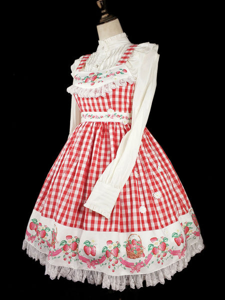 Sweet Lolita JSK Dress Infanta Fairytale Burgundy Sleeveless Bows Cotton Lolita Jumper Skirts