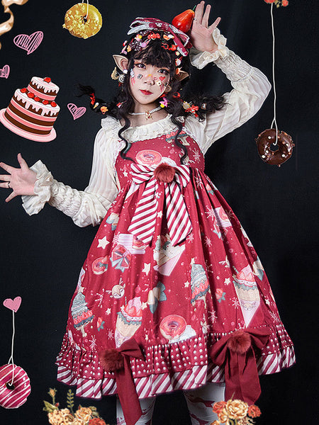 Sweet Lolita JSK Dress Infanta Fairytale Hunter Green Sleeveless Ruffles Lolita Jumper Skirts