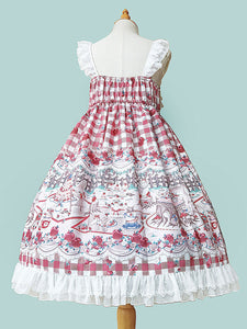 Sweet Lolita JSK Dress Infanta Fairytale Light Sky Blue Sleeveless Ruffles Lolita Jumper Skirts