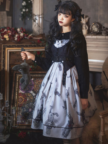 Sweet Lolita JSK Dress Lace Up Criss-Cross Sleeveless Polyester Baby Blue Lolita Jumper Skirts