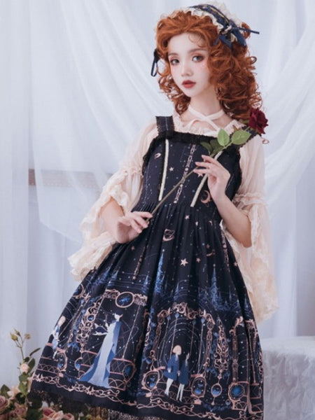 Sweet Lolita JSK Dress Neverland Burgundy Sleeveless Ruffles Lolita Jumper Skirts