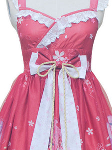 Sweet Lolita JSK Dress Neverland Floral Print Ruffles Black Lolita Jumper Skirts