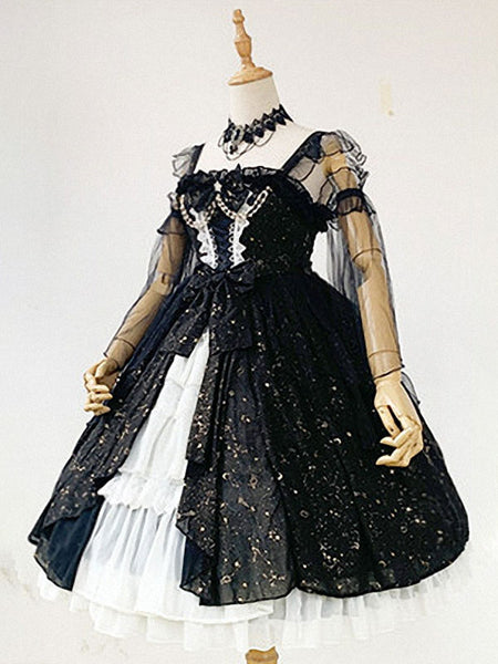 Sweet Lolita JSK Dress Neverland Lace Cascading Ruffles Bows White Lolita Jumper Skirts