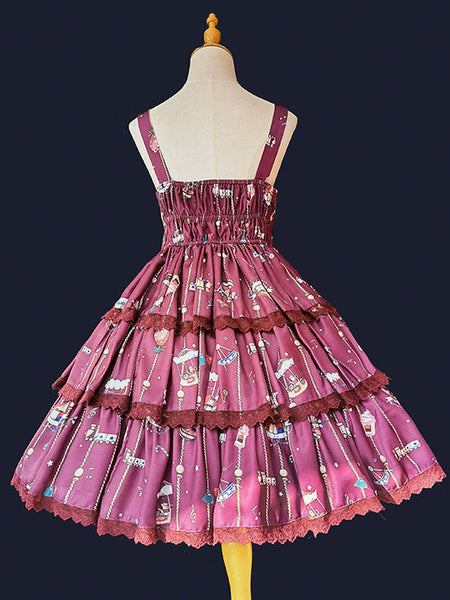 Sweet Lolita JSK Dress Polyester Sleeveless Bowknot Navy Blue Lolita Jumper Skirt