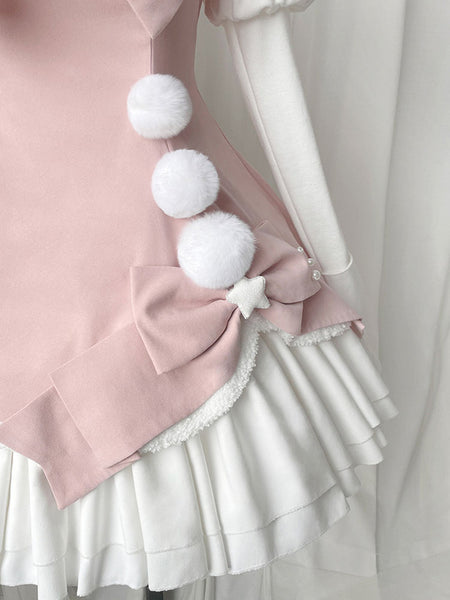 Sweet Lolita JSK Dress Polyester Sleeveless Bows Sweet Light Blue Lolita Jumper Skirt