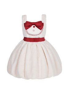 Sweet Lolita JSK Dress Polyester Sleeveless Ruffles Bows White Lolita Jumper Skirt