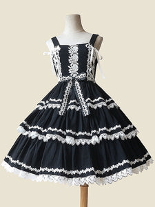 Sweet Lolita JSK Dress Sleeveless Lace Bowknot Red Lolita Jumper Skirt