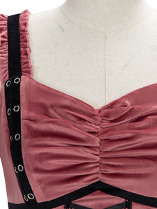 Sweet Lolita JSK Dress Watermelon Red Polyester Sleeveless Polka Dot Nets Tiered Lolita Jumper Skirts
