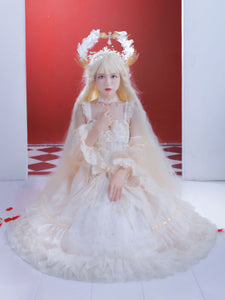 Sweet Lolita JSK Dress White Sleeveless Lace Up Bows Lolita Jumper Skirts