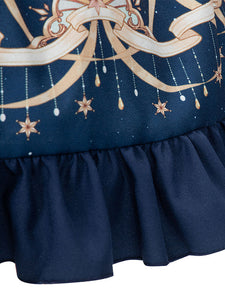 Sweet Lolita OP Dress Navy Blue Metal Details Bowknot Polyester Lolita One Piece Dresses Lolita Jumpskirt