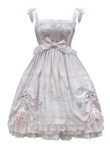 Sweet Lolita OP Dress Neverland Floral Print Light Sky Blue Ruffles Lolita One Piece Dresses