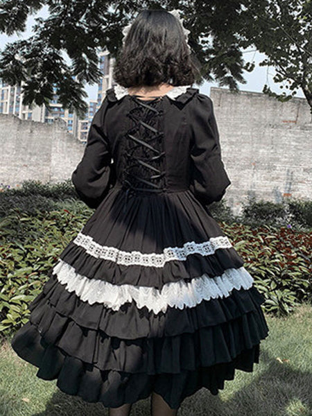 Sweet Lolita OP Dress Neverland Lace Burgundy Cascading Ruffles Bows Lolita One Piece Dresses