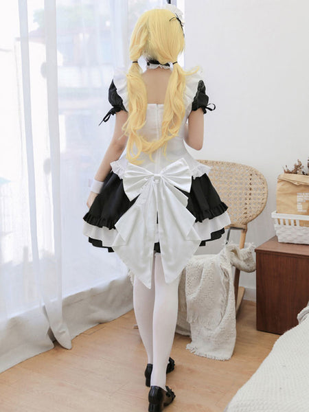 Sweet Lolita OP Dress Polyester Short Sleeves Ruffles Bows Sweet Lolita One Piece Dress