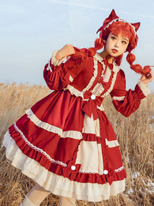 Sweet Lolita OP Dress Two-Tone Light Sky Blue Ruffles Lolita One Piece Dresses