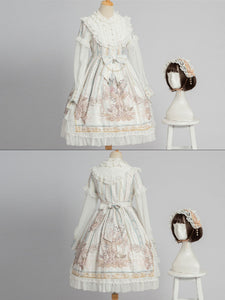 Sweet Lolita OP Dress White Long Sleeves Polyester Daily Casual Lolita One Piece Dresses