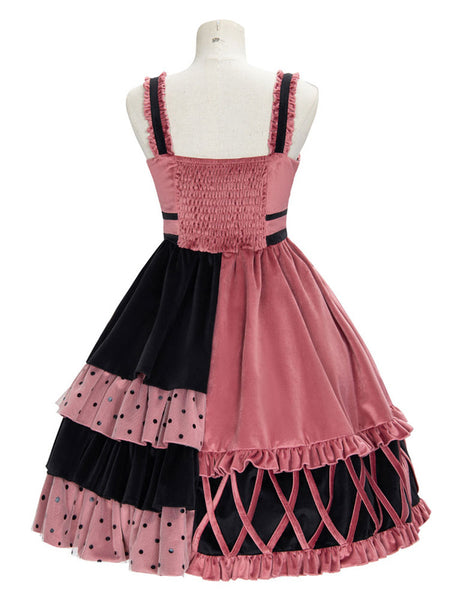 Sweet Lolita Outfits Black Bows Ruffles Crewneck Long Sleeves Lolita Jumper Skirt