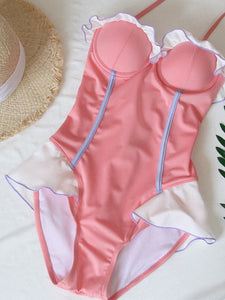 Sweet Lolita Outfits Pink Ruffles Sleeveless Polyester Lolita Swimming Suit