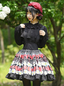 Sweet Lolita Overskirt Color Black Lace Tea Party Daily Casual Lolita Skirts