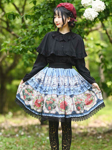 Sweet Lolita Overskirt Lace Light Sky Blue Leaf Pattern Daily Casual Tea Party Sweet Lolita Skirts
