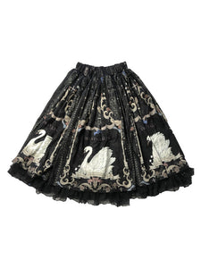 Sweet Lolita SK Dress Swan Pattern Ruffles Polyester Back Lolita Skirts