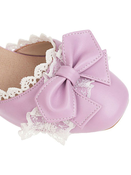 Sweet Lolita Sandals Round Toe Chunky Heel PU Leather Lilac Lolita Summer Ankle Strap Heels