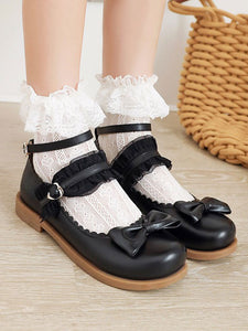 Sweet Lolita Shoes Black PU Leather Lolita Pumps Footwear