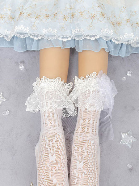 Sweet Lolita Socks White Lace Polyester Lolita Accessories