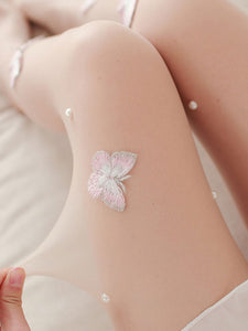 Sweet Lolita Stocking Nude Butterfly Embroidered Accessory Polyester Butterfly Pattern Lolita Accessories