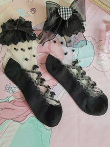 Sweet Lolita Stocking Pink Bows Accessory Polyester Socks Bow Lolita Accessories