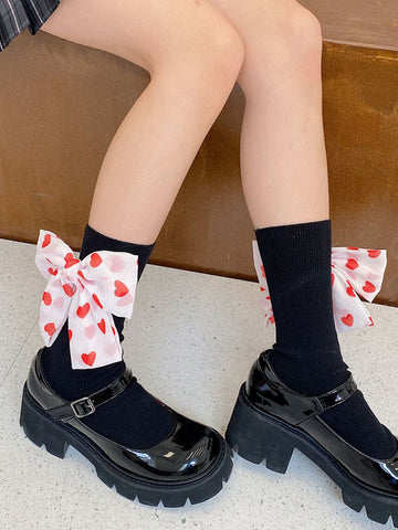 Sweet Lolita Tights Black Bows Accessory Polyester Two-Tone Lolita Socks