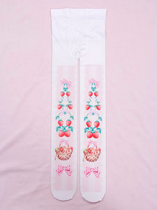 Sweet Lolita Tights Pink Spandex Fruit Pattern Lolita Accessories