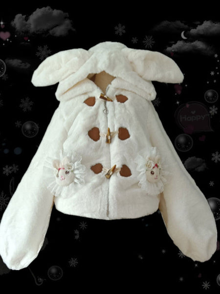 White Lolita Coats Ruffles Color Block Overcoat Polyester Fall Lolita Outwears