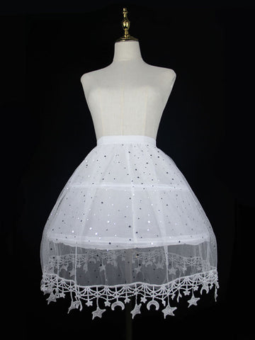 White Lolita Petticoats Lace Polyester Gothic Lolita Petticoat Stars Print  Lolita Skirt
