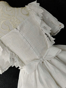 White Sweet Lolita OP Dress Neverland Cascading Ruffles Bows Floral Print Short Sleeves Lolita One Piece Dresses
