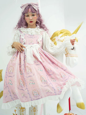 Women Infanta Lolita JSK Dress Fairytale Pink Lolita Jumper Skirts